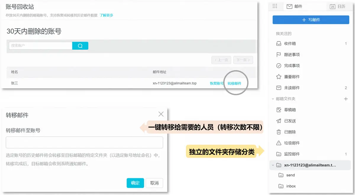 离职员工邮件一键转移